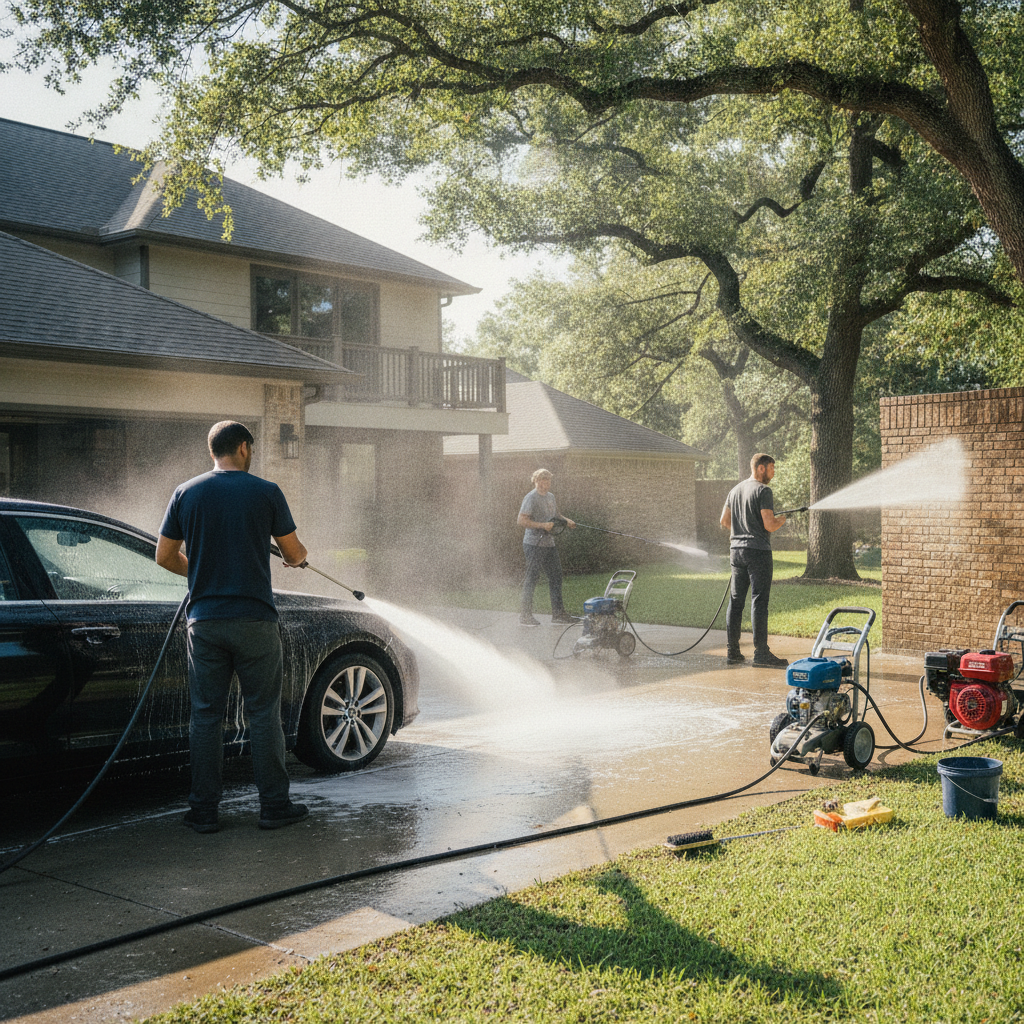 Washing Car with Pressure Washer