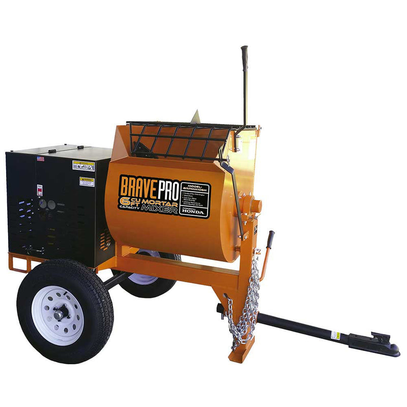 7 Cubic Foot Steel Drum Mortar Mixer for Towable Construction | Honda GX240 Engine | 683 lbs | Brave