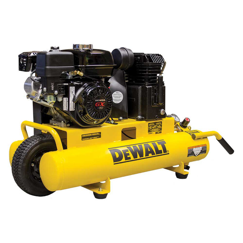 8-Gallon Air Compressor for Construction Sites | Honda GX160 Engine | 9.9 CFM at 90 PSI | Wheelbarrow Style | DEWALT
