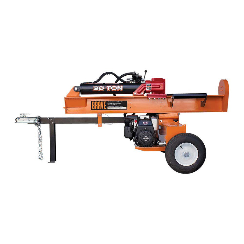 30-Ton Horizontal/Vertical Log Splitter for Wood Processing | 60,000 lbs Force | Honda GC190 Engine | Brave