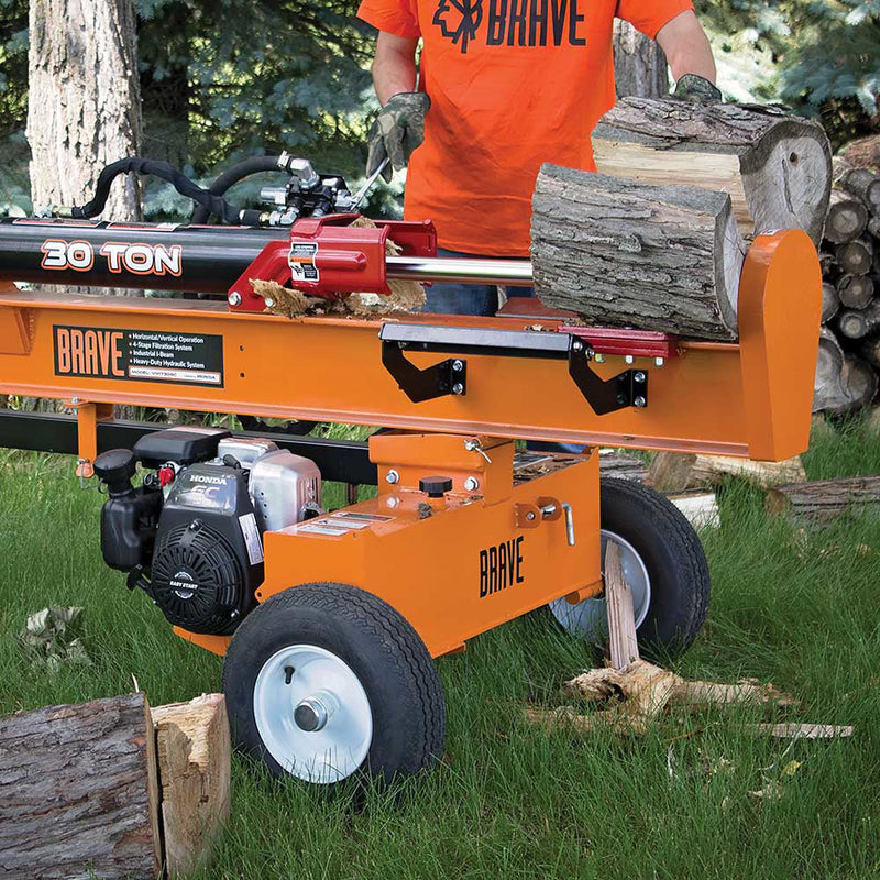 30-Ton Horizontal/Vertical Log Splitter for Wood Processing | 60,000 lbs Force | Honda GC190 Engine | Brave
