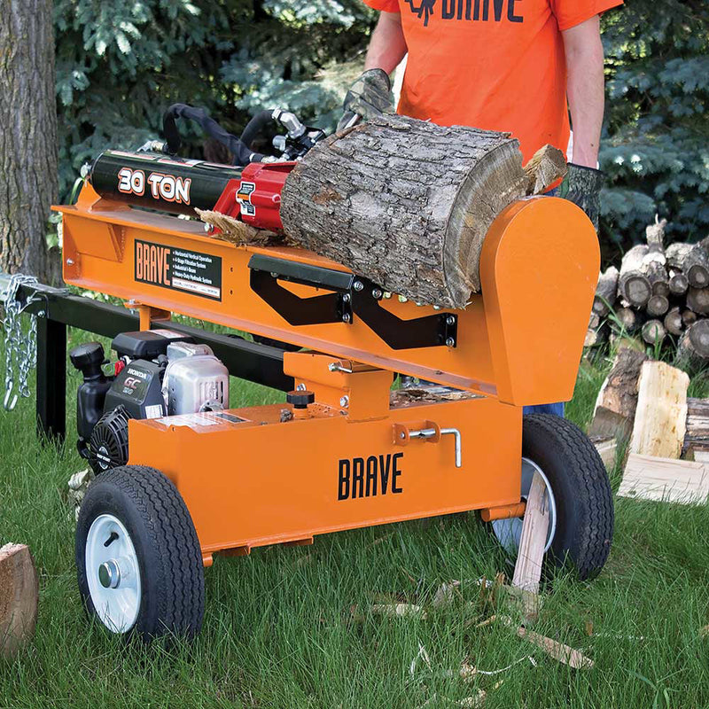 30-Ton Horizontal/Vertical Log Splitter for Wood Processing | 60,000 lbs Force | Honda GC190 Engine | Brave