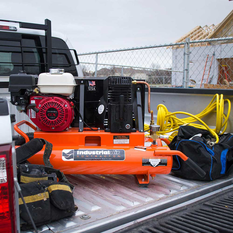 8-Gallon Gas Air Compressor | Wheelbarrow Style | 9.9 CFM @ 90 PSI | Honda GX160 Engine | Industrial Air