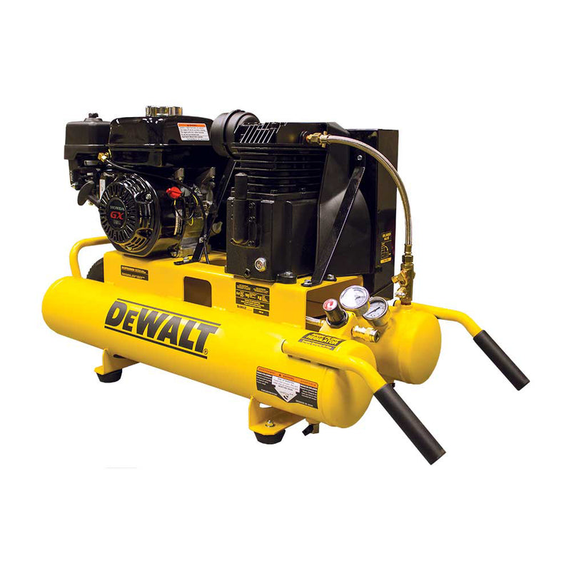8-Gallon Air Compressor for Construction Sites | Honda GX160 Engine | 9.9 CFM at 90 PSI | Wheelbarrow Style | DEWALT