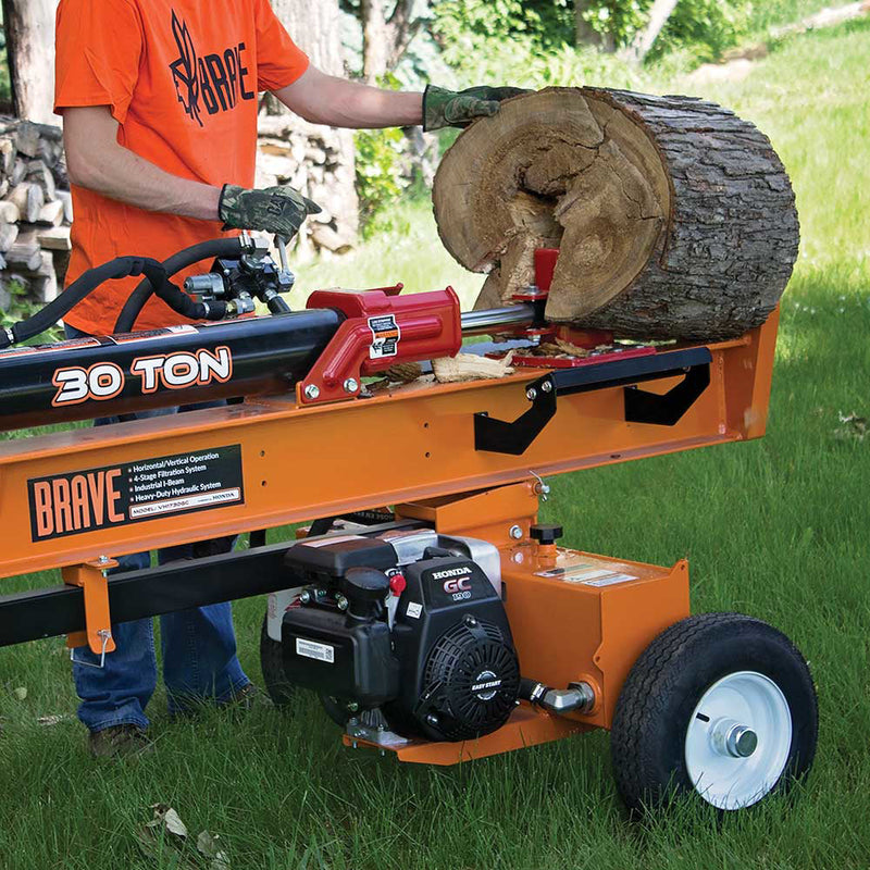 30-Ton Horizontal/Vertical Log Splitter for Wood Processing | 60,000 lbs Force | Honda GC190 Engine | Brave
