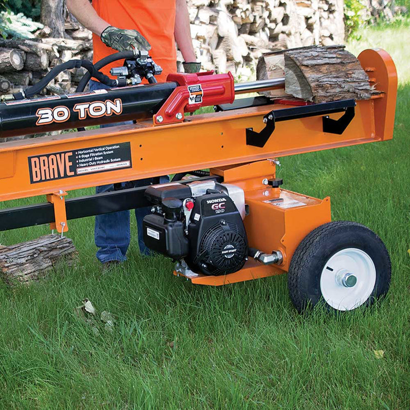 30-Ton Horizontal/Vertical Log Splitter for Wood Processing | 60,000 lbs Force | Honda GC190 Engine | Brave