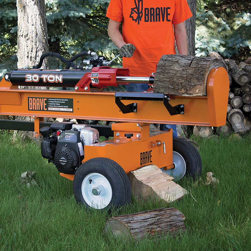 30-Ton Horizontal/Vertical Log Splitter for Wood Processing | 60,000 lbs Force | Honda GC190 Engine | Brave