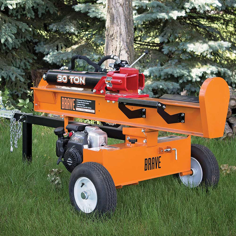 30-Ton Horizontal/Vertical Log Splitter for Wood Processing | 60,000 lbs Force | Honda GC190 Engine | Brave