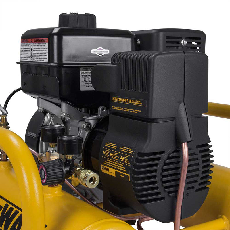 4-Gallon Gas Pontoon Air Compressor for Job Sites | 5.0 CFM @ 90 PSI | Honda GX160 Engine | DEWALT
