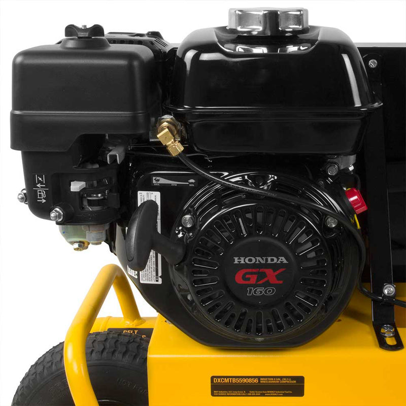 8-Gallon Air Compressor for Construction Sites | Honda GX160 Engine | 9.9 CFM at 90 PSI | Wheelbarrow Style | DEWALT