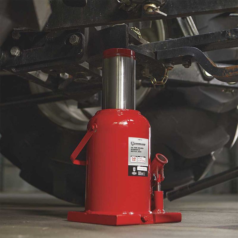 Hydraulic Bottle Jack for Heavy Equipment | 50-Ton Capacity | Welded Base | ASME PALD 2009 | Strongway
