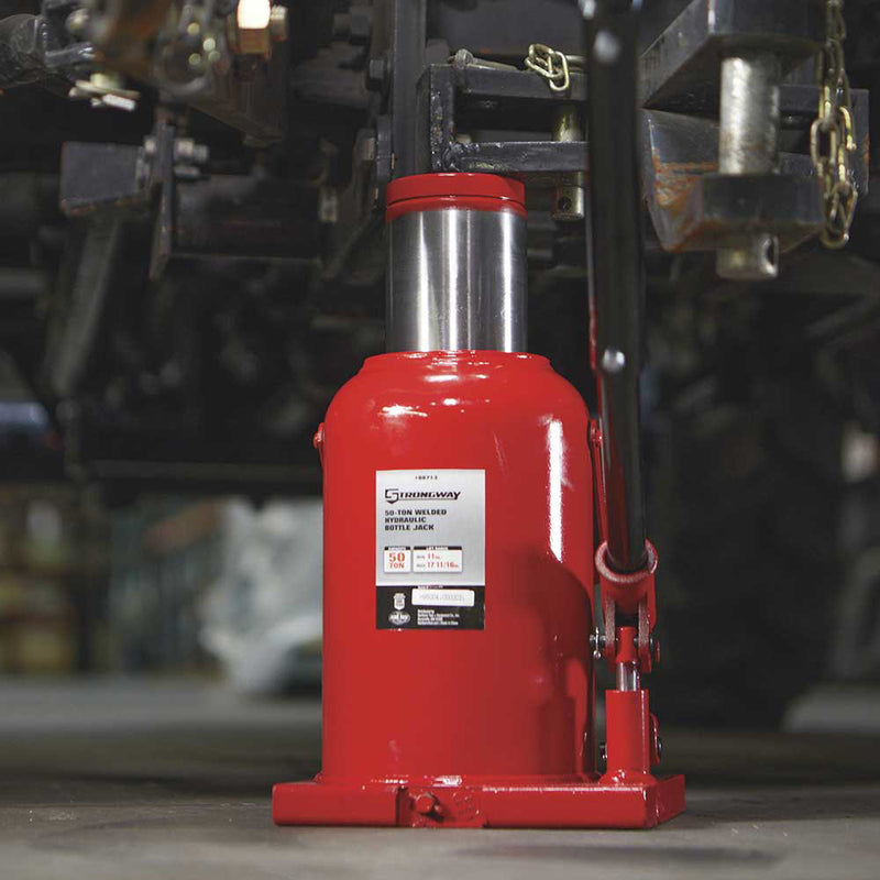 Hydraulic Bottle Jack for Heavy Equipment | 50-Ton Capacity | Welded Base | ASME PALD 2009 | Strongway