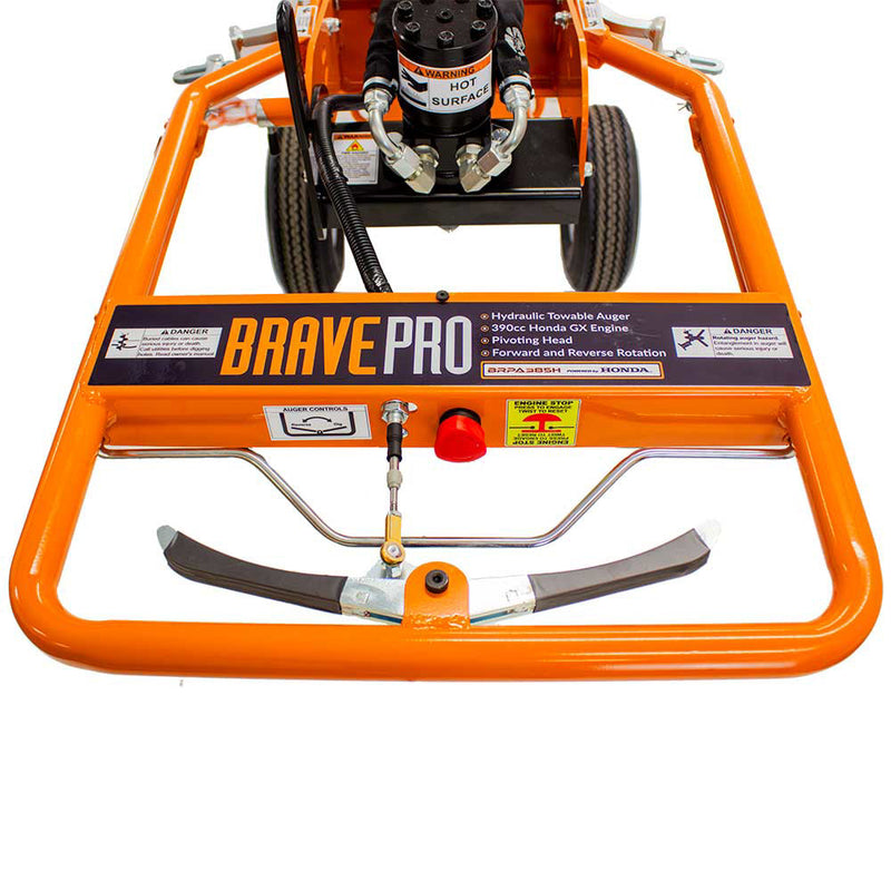 BravePro Towable Earth Auger for Outdoor Equipment | 6-18" Diameter | Up to 48" Deep | Honda GX390 | Brave