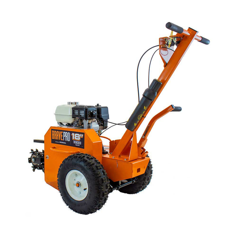 Brave Pro Trencher 18-In. Shark Chain GX160 for Utility Installation | 18" Deep | 3" Wide | Honda Engine | Brave