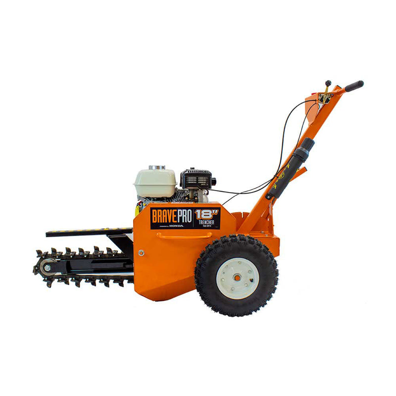 Brave Pro Trencher 18-In. Shark Chain GX160 for Utility Installation | 18" Deep | 3" Wide | Honda Engine | Brave