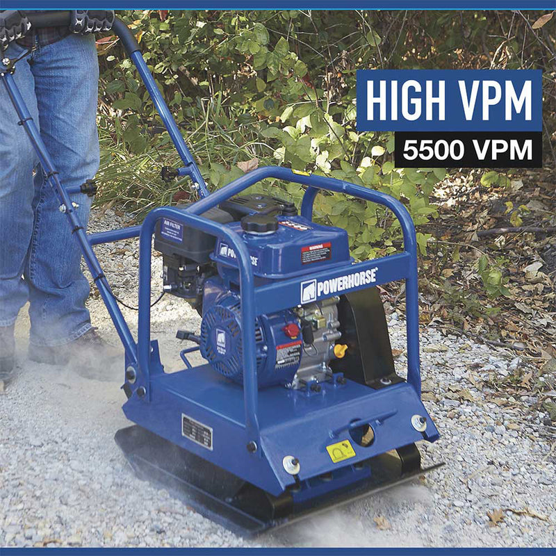 Plate Compactor | Single-Direction | 212cc Engine | 21.5" x 17.7" Plate | Powerhorse