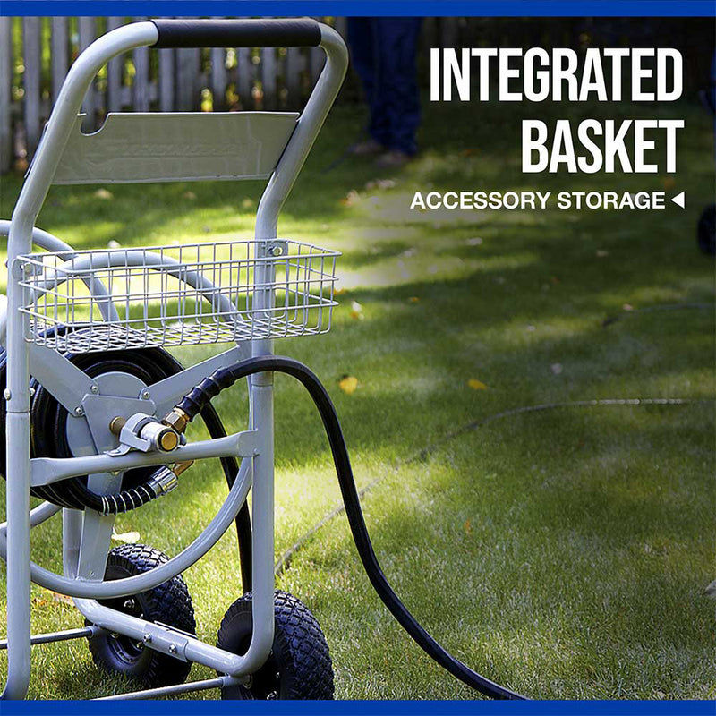 Garden Hose Reel Cart | 400 Ft Capacity | 5/8-Inch Hose | Tubular Steel Frame | Strongway