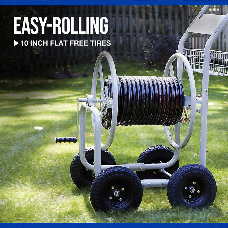 Garden Hose Reel Cart | 400 Ft Capacity | 5/8-Inch Hose | Tubular Steel Frame | Strongway