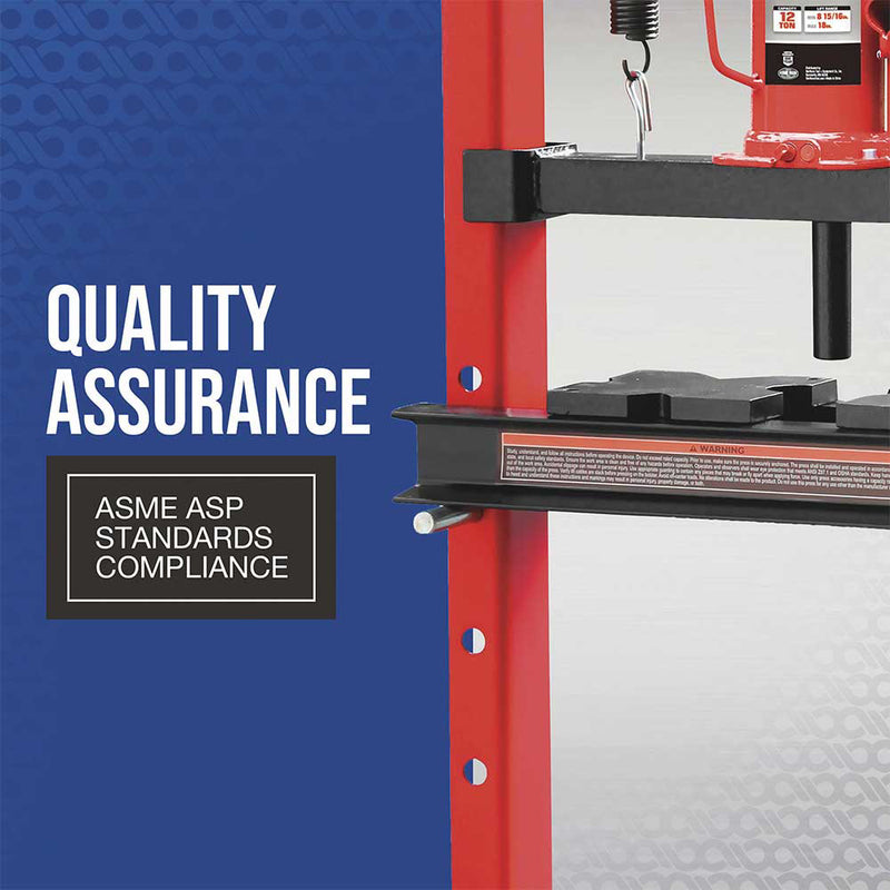 12-Ton Hydraulic Shop Press for Shop Use | H-Frame Design | High-Grade Steel | Strongway