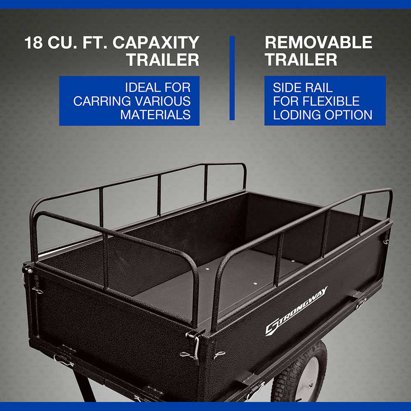 Steel ATV Trailer for ATVs | 1,200 lb Capacity | 18 Cu Ft | Heavy-Duty Steel Frame | Strongway