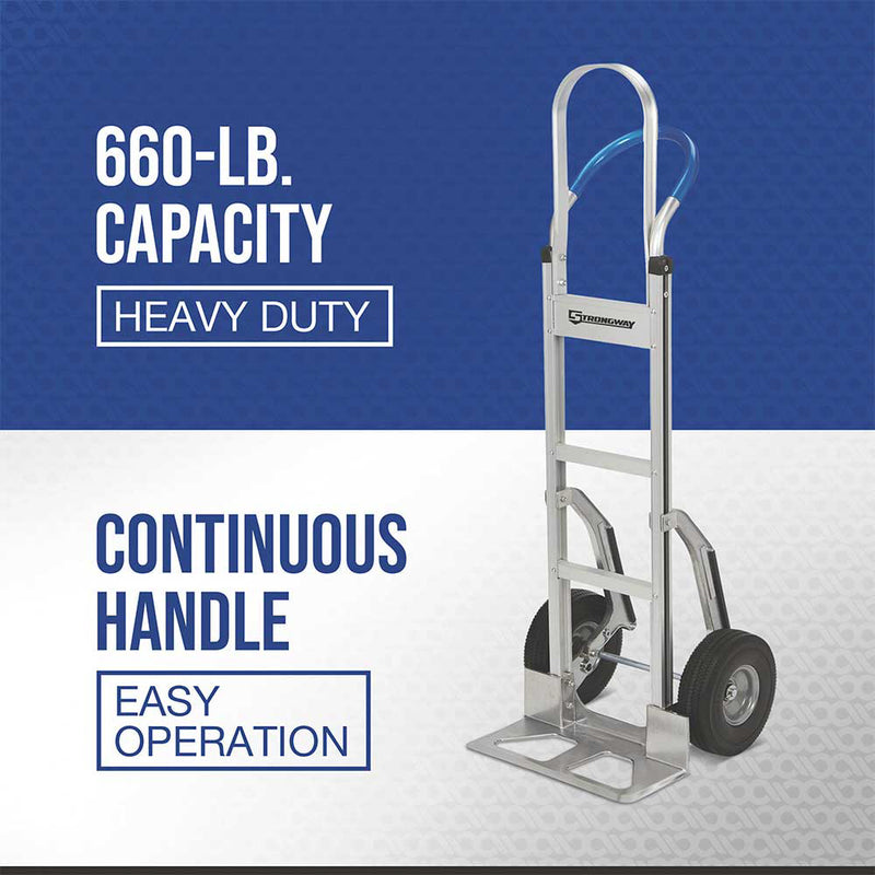 Aluminum Hand Truck with Stair Skid | 660-Lb Capacity | Professional Grade | Lightweight Construction | Strongway