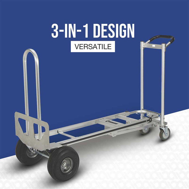 3-in-1 Aluminum Hand Truck for Material Handling | 550-770 Lb Capacity | Convertible Design | Lightweight Construction | Strongway