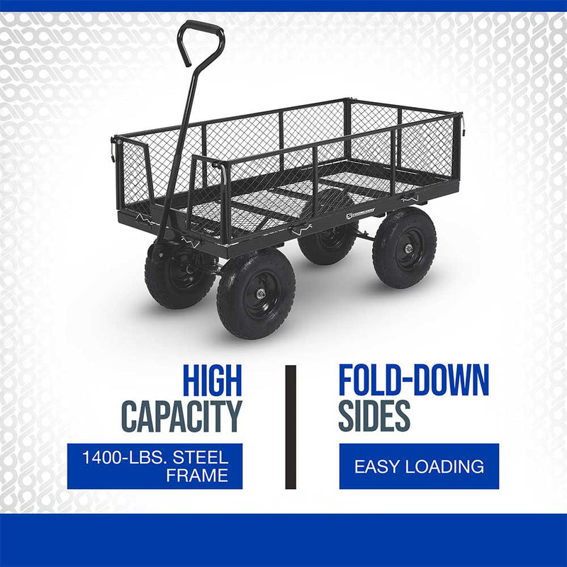 Steel Garden Wagon | Yard Cart | 1,400 Lb Capacity | 50" x 24" x 27" | Heavy Duty Steel | Strongway