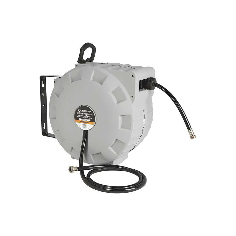 Retractable Garden Hose Reel for Property Maintenance | 5/8 In. x 80 Ft. | Wall Mount | Spring-Wind System | Strongway