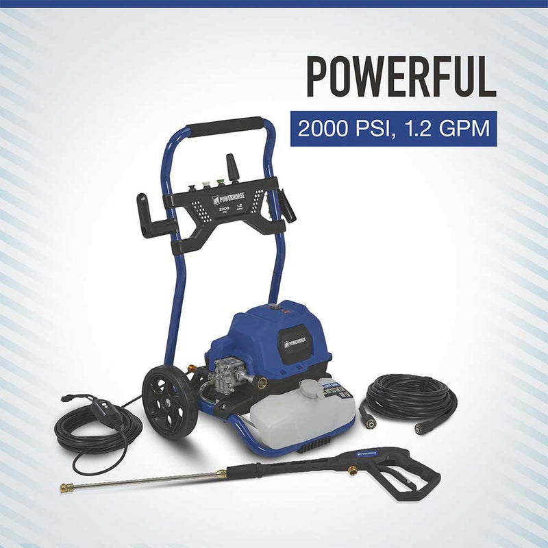 Electric Pressure Washer | Professional Grade | 2,000 PSI | 1.2 GPM | Quiet Operation | Powerhorse