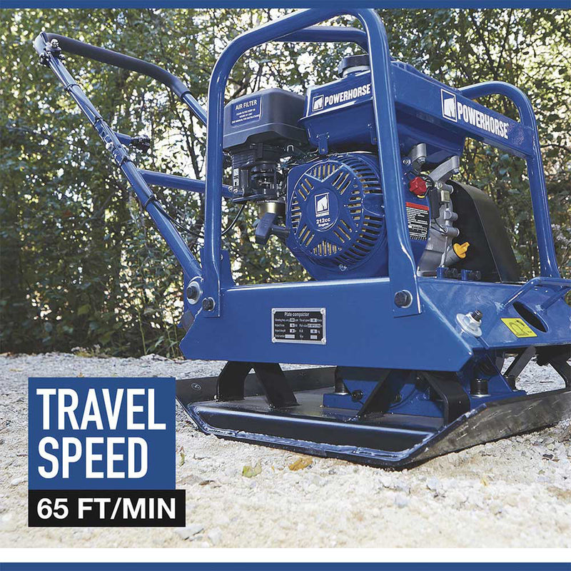 Plate Compactor | Single-Direction | 212cc Engine | 21.5" x 17.7" Plate | Powerhorse