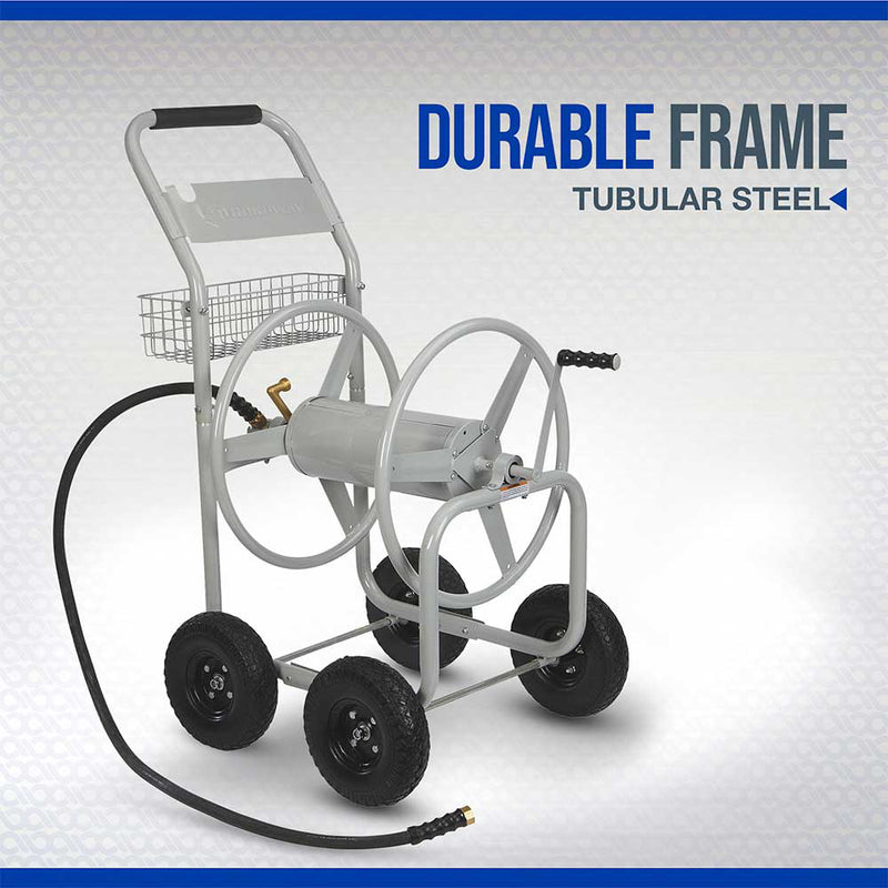 Garden Hose Reel Cart | 400 Ft Capacity | 5/8-Inch Hose | Tubular Steel Frame | Strongway