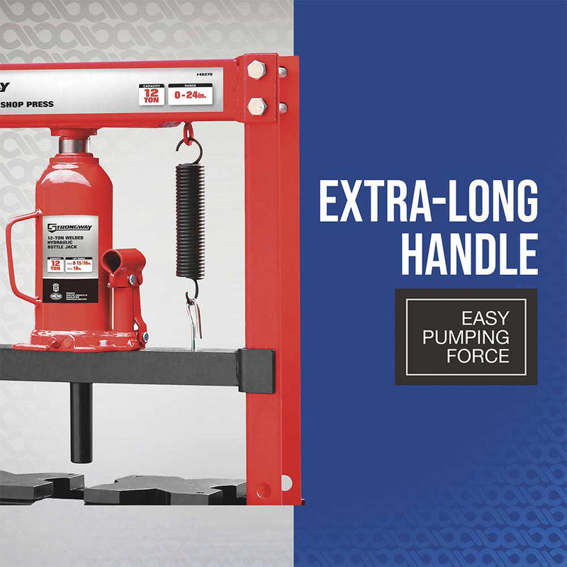 12-Ton Hydraulic Shop Press for Shop Use | H-Frame Design | High-Grade Steel | Strongway