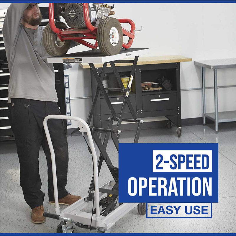 2-Speed Hydraulic Lift Table Cart | 500 lb Capacity | 50-3/4" Lift Height | Strongway