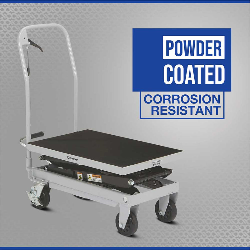 2-Speed Hydraulic Lift Table Cart | 500 lb Capacity | 50-3/4" Lift Height | Strongway