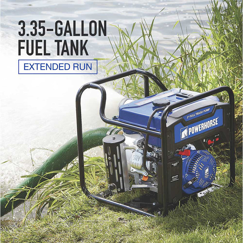 3 In. Trash Pump | Industrial Applications | 197 GPM | 212cc OHV Engine | Extended Run | Powerhorse