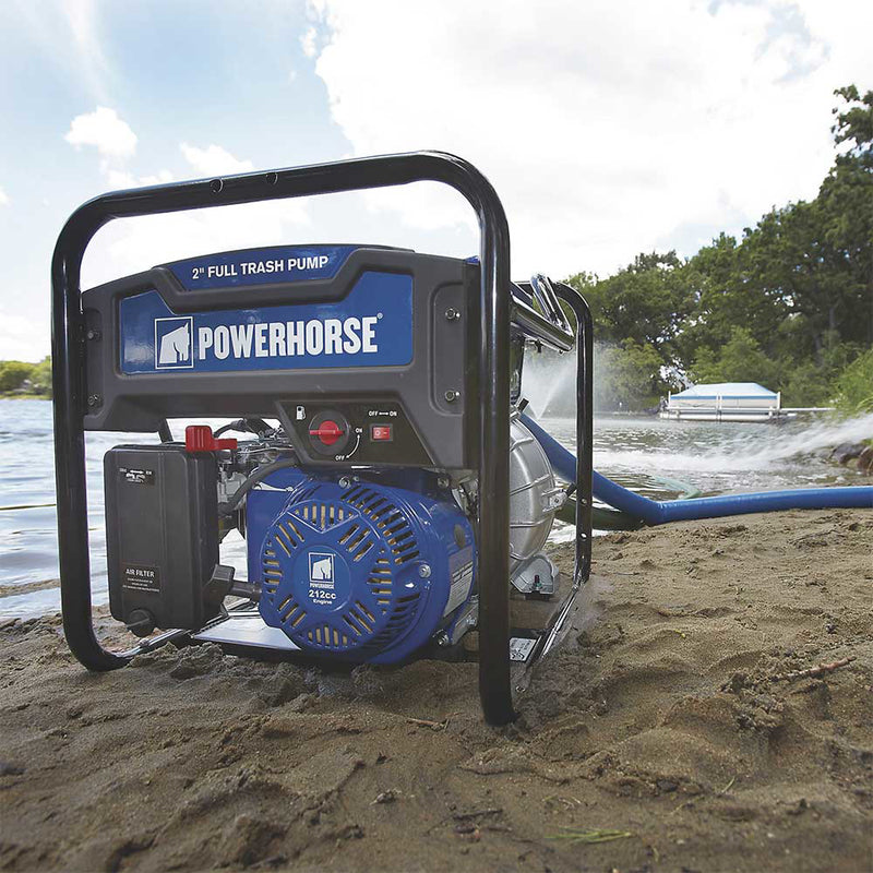 2 In. Trash Pump for Construction Applications | 183 GPM | 212cc OHV Engine | Extended Run | Powerhorse
