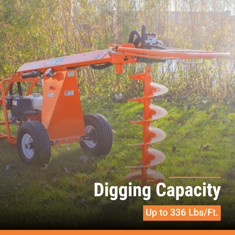 BravePro Towable Earth Auger for Outdoor Equipment | 6-18" Diameter | Up to 48" Deep | Honda GX390 | Brave
