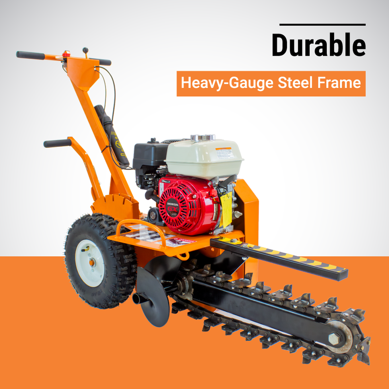 Brave Pro Trencher 18-In. Shark Chain GX160 for Utility Installation | 18" Deep | 3" Wide | Honda Engine | Brave