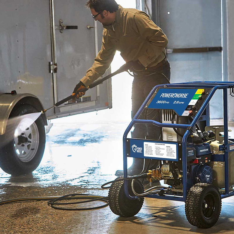 Hot Water Pressure Washer | Propane Powered Burner | 3,600 PSI | 2.6 GPM | 150°F Max | Powerhorse
