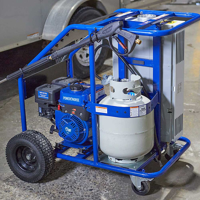 Hot Water Pressure Washer | Propane Powered Burner | 3,600 PSI | 2.6 GPM | 150°F Max | Powerhorse