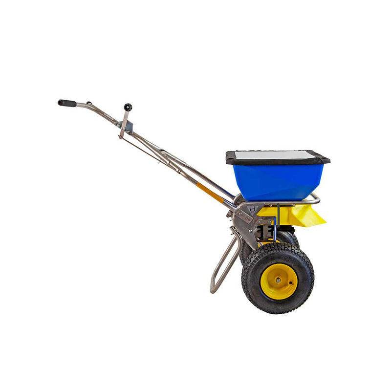 Push Drop Spreader | Walk Behind Style | 50-Lb Capacity | 13-In Wheels | Stainless Steel | Spyker