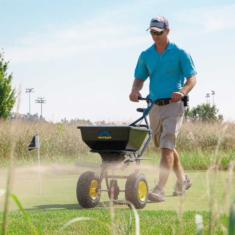 Push Drop Spreader | Walk Behind Style | 50-Lb Capacity | Powder Coated | 13-Inch Wheels | Spyker