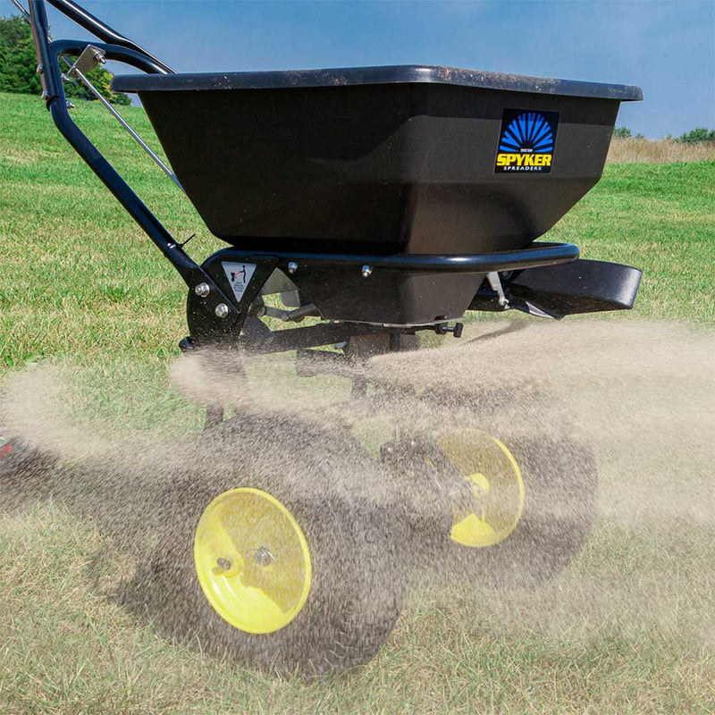 Push Drop Spreader | Walk Behind Style | 50-Lb Capacity | Powder Coated | 13-Inch Wheels | Spyker