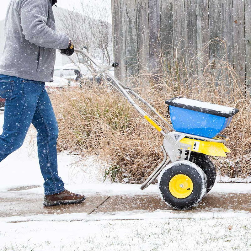 Push Drop Spreader | Walk Behind Style | 50-Lb Capacity | 13-In Wheels | Stainless Steel | Spyker