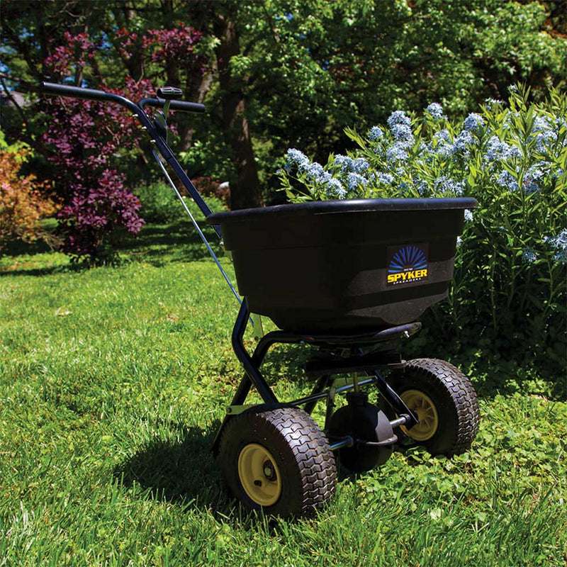 Walk Behind Push Spreader  | 50 Lb Capacity | Powder Coated | Thick Polypropylene Hopper | Spyker