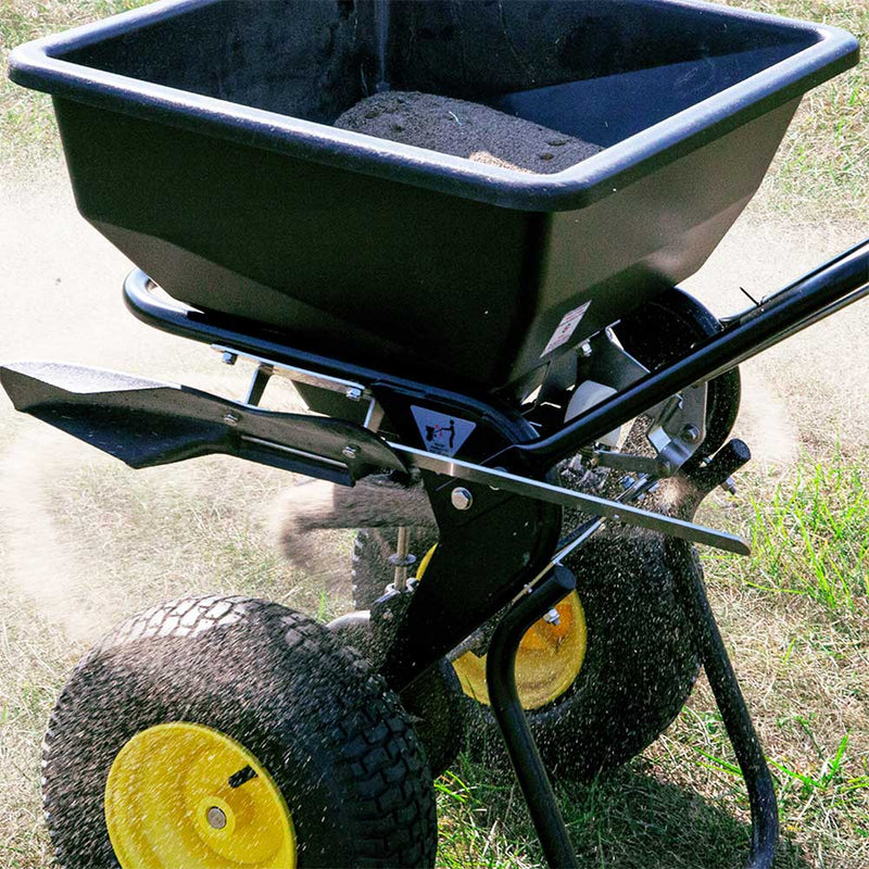Push Drop Spreader | Walk Behind Style | 50-Lb Capacity | Powder Coated | 13-Inch Wheels | Spyker