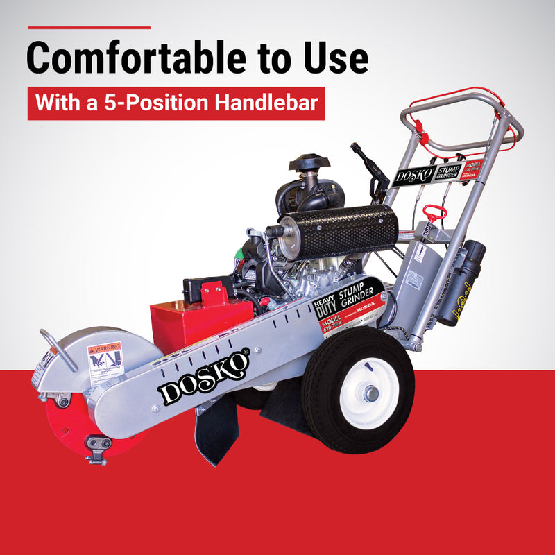 Swivel Walk-Behind Stump Grinder | 20 HP Honda GX630 | Electric Start | Adjustable Handlebar | Dosko