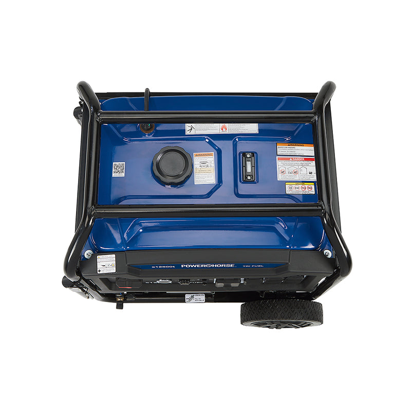 Tri-Fuel Generator for Contractors | 12,500 Surge Watts | Electric Start | Gasoline, Propane & Natural Gas | Powerhorse