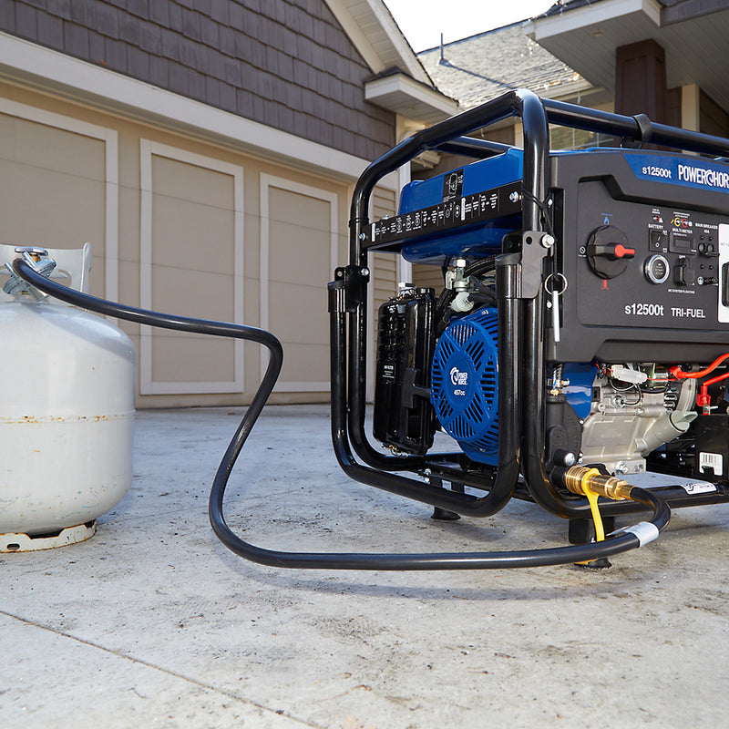 Tri-Fuel Generator for Contractors | 12,500 Surge Watts | Electric Start | Gasoline, Propane & Natural Gas | Powerhorse