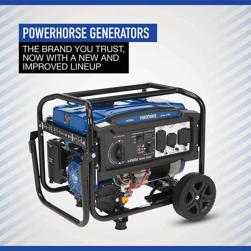 Dual Fuel Portable Generator for Home Backup | 4500W Surge | 3600W Running | 212cc Engine | Powerhorse